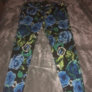 Blue and green rose pants